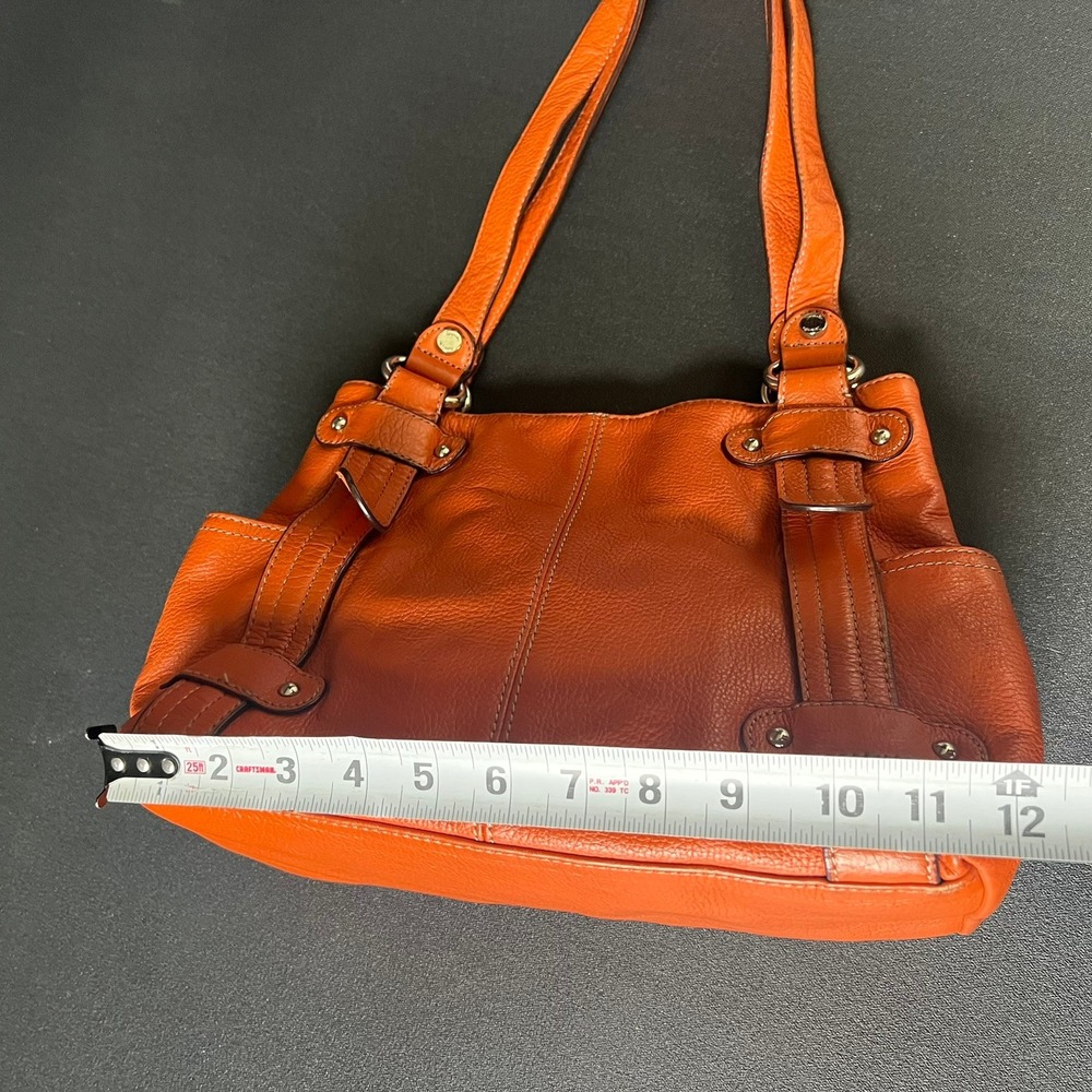 Tignanello Burnt Orange Pebbled Leather Shoulder Bag Y2k 90s Boho Dopamine Retro - Picture 12 of 15